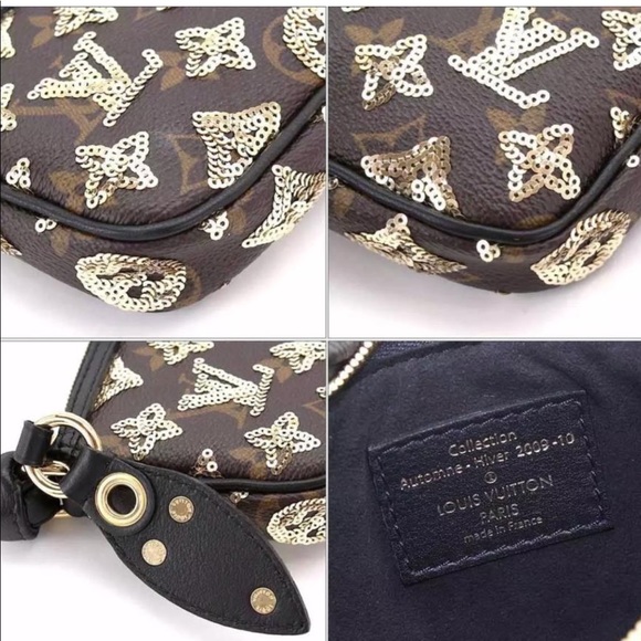 Louis Vuitton Eclipse Mini Pochette Wristlet Limited Edition Sequins Rare Clutch - Picture 4 of 15